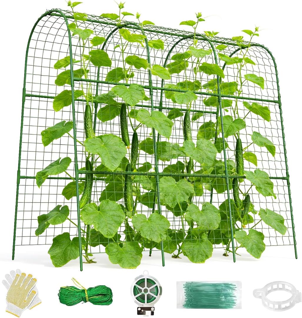 Cucumber Trellis for Raised Bed 48" L x 48" H U-Shape Garden Trellis for Climbing Plants Outdoor, Metal Arch Trellis for Vegetables, Plant Support for Tomato Pea Zucchini Grape Flowers, 120" Lx120" H