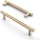 Asidrama 10 Pack 5 Inch(128mm) Gold Cabinet Pulls Knurled Cabinet Handles Cupboard Handles Kitchen Cabinet Hardware for Cupboard Drawer Pulls (5" Hole Center)