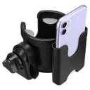 Suranew Universal Stroller Cup Holder, Adjustable Drink Holder with Phone Holder for Baby Stroller, Wheelchair, Walker, Bike, Scooter, Gifts for Family Member. (Black)