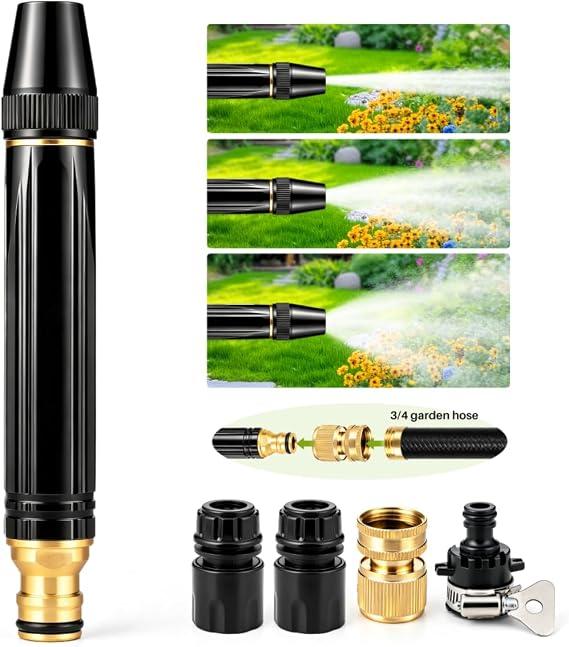 Heavy Duty High Pressure Hose Nozzle Sprayer for US Garden Hoses (2, Black)