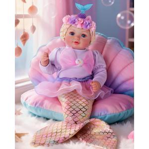 BABESIDE Mermaid Baby Doll - 17-Inch Realistic Soft Baby Dolls with Playful Mermaid Tail & Accessories Easy to Carry Mermaid Toys for 3 4 5 6 7 8 9 Years Girls Birthday Gift, Pretend Play & Christmas