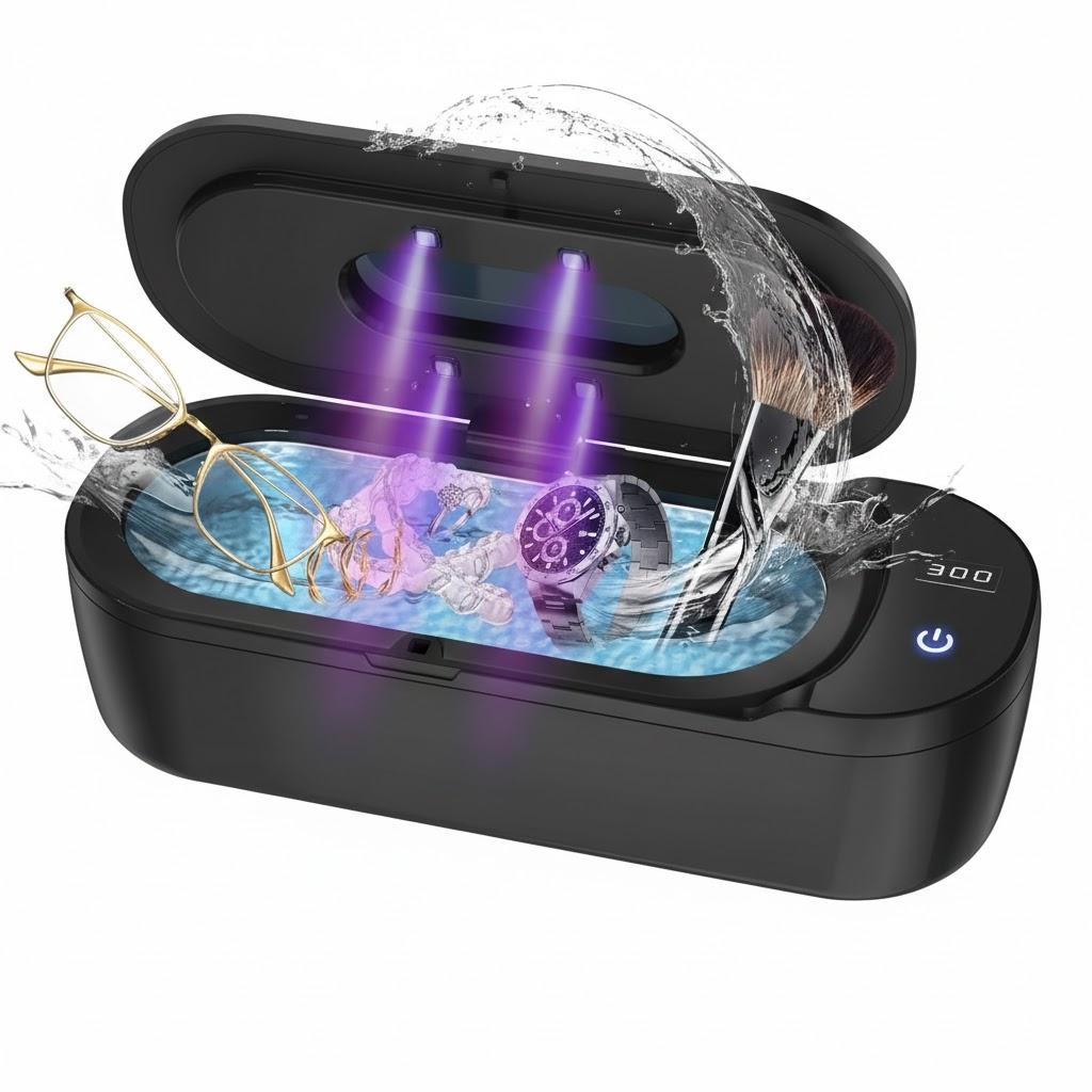 Ultrasonic Jewelry Cleaner, 48KHz Ultrasonic Cleaner Machine with Digital Timer, Dual Cleaning Modes, 304 Stainless Steel Tank for Jewelry, Eyeglasses, Rings, Retainers, Dentures (Black)