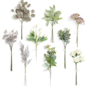 Serra Flora Artificial Greenery Spray Box Set(Pack of 38pcs) with 9 Kinds of DIY Wedding Bouquet Filler Table Centerpieces and Floral Arrangement (Lilac & Green)