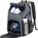 Bosynoy Bowling Backpack, Bowling Ball Bag Totes for Single Ball with Shoe Compartment & Foam Padded, Fits Shoes Up to US Mens Size 16, Grey (Gray)