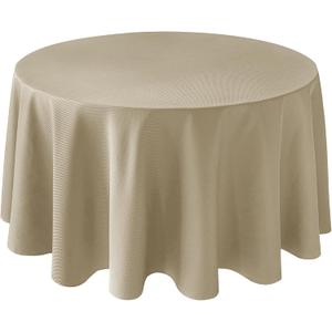 Biscaynebay Textured Fabric Round Tablecloths 108", Natural Water Resistant Table Cloth Circle Folding Table Covers Linen for Dining, Kitchen, Wedding, Parties etc. Machine Washable