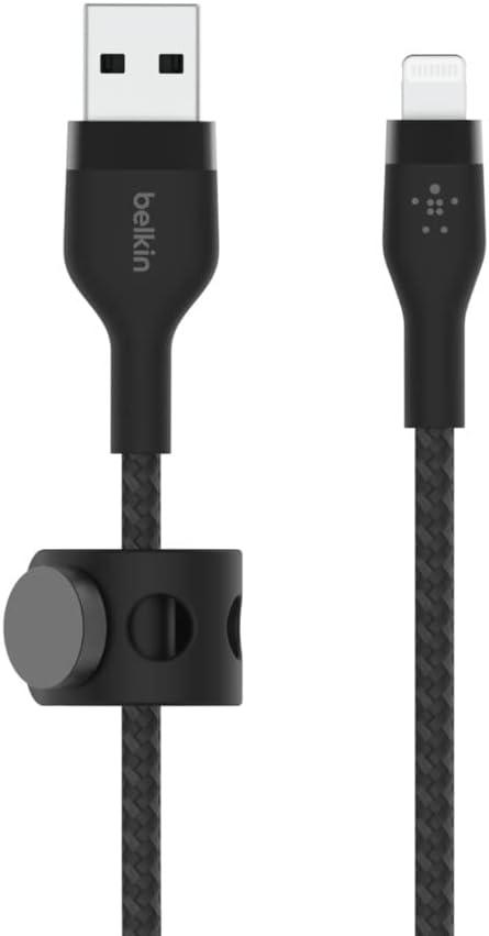 Belkin BoostCharge Pro Flex Braided USB Type A to Lightning Cable (1M/3.3FT), MFi Certified Charging Cable for iPhone 14, 13, 12, 11, Pro, Max, Mini, SE, iPad - Black