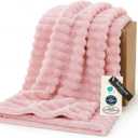 Bedsure GentleSoft Pink Throw Blanket for Couch - Mothers Gifts Day Birthday Gifts for Teen Girls Sister, Soft Cozy Cute Small Fleece Throw Blanket for Women, Coral Pink Room Home Decor, 50x60 Inches