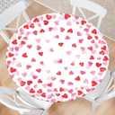Valentine's Day Round Fitted Tablecloth with Elastic Red Pink Hearts Outdoor Tablecloth Waterproof Table Cover for Picnic Dinner Party Decor Fits 36"-40" Diameter Round Tables