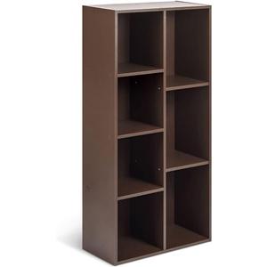 Amazon Basics 7 Cube Storage Organizer Bookcase, Sturdy Shelves, Book Shelf, Espresso, 9.3"D x 19.5"W x 41.7"H, 9.3 x 19.5 x 41.7 in