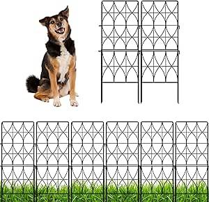 ShopLaLa Decorative Garden Fence (10 Panels) 12.5in(L) x 31in(H) Animal Barrier Fencing Rustproof Black Metal Wire Flower Edging for Landscape, Tall Large No Dig Fences Back Yard Pet Porch Gate D-F30D
