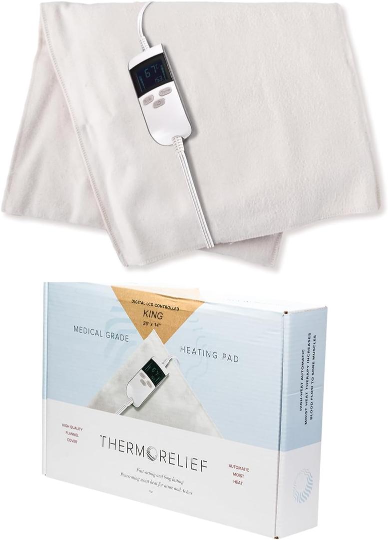 Professional Grade Heating Pad with Automatic Moist Heat by ThermoRelief, Extra HOT Heating for Deep Penetrating Heat - 2nd Gen Version (Medium Size Digital - 18" by 14")