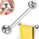 YOHOM Suction Cup Towel Bar for Shower 17 Inch Stainless Steel Bathroom Towel Rack Suction Washcloth Holder Vacuum Hand Towel Bar for Glass Shower Door Removable Towel