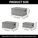 GRANNY SAYS Wicker Storage Baskets, Decorative Boxes with Lids, Set of 3 Nesting Wicker Baskets for Organizing, Gray, 3-Pack