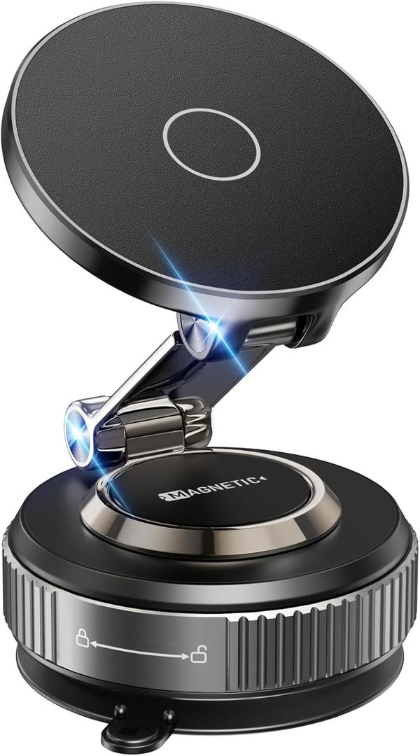 Magnetic Phone Holder for Car 2026 Heavy Duty Model 360 Adjustable Vacuum Suction Car Magsafe Phone Mount Cell Phone Holders for Your Car for iPhone 16 Pro Max 15 14 13 12 Plus (Metal Stand Rotor)