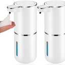2 Pack Automatic Soap Dispensers,12.8oz/380ml USB Touchless Automatic Foaming Soap Dispenser,Rechargeabled Wall Mounted Smart Soap Dispenser for Bathroom Kitchen Dish Soap
