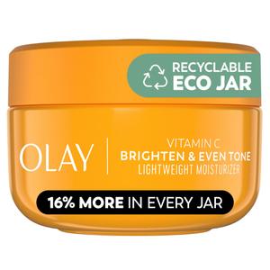 Olay Vitamin C Face Moisturizer, Bright & Even Lightweight Cream for Women - Brightens, Hyrdates, Evens Tone & Texture, Glowing Skin Care - Recyclable Sustainable Eco Jar, Non-Greasy, 2 Oz