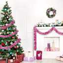 WILLBOND Christmas Tinsel Garland Xmas Metallic Tinsel Twist Garland Glitter Christmas Tree Hanging Wreath Decor for Staircase Railing Banister Indoor Outdoor Ornament (Rose Gold, 26.2 ft)