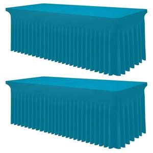 Smiry Spandex Tablecloth 2 Pack, Elastic Fitted Stretch Tablecloth for 6FT Rectangle Tables, Waterproof Washable Table Cover Skirt for Outdoor, Wedding, Banquet & Parties (Turquoise, 72Lx30Wx30H Inch)