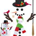 Aneco 19 Pieces Snowman Decorating Kit Snowman Making Kit with Hat Scarf Broom and Red Cardinals Ornaments Snowman Kit Winter Toys for Christmas Outdoor Snowman Decoration