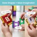 Playmags Magnetic Tiles for Kids 100-Piece Set, STEM Educational Building Blocks Toys for Kids, Includes Click-in ABC Learning Tiles, Gift for Boys & Girls, Add on Magnetic Figures