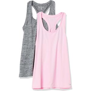 Amazon Essentials Women's Tech Stretch Racerback Tank Top - Discontinued Colors, Multipacks (XX-Large, Black Space Dye/Light Pink)