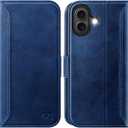 OCASE for iPhone 17 Wallet Case, PU Leather Flip Cover with Card Holder, RFID Blocking, Kickstand, Magnetic Closure, Protective Phone Case for iPhone 17 6.3-Inch 2025, Retro Blue