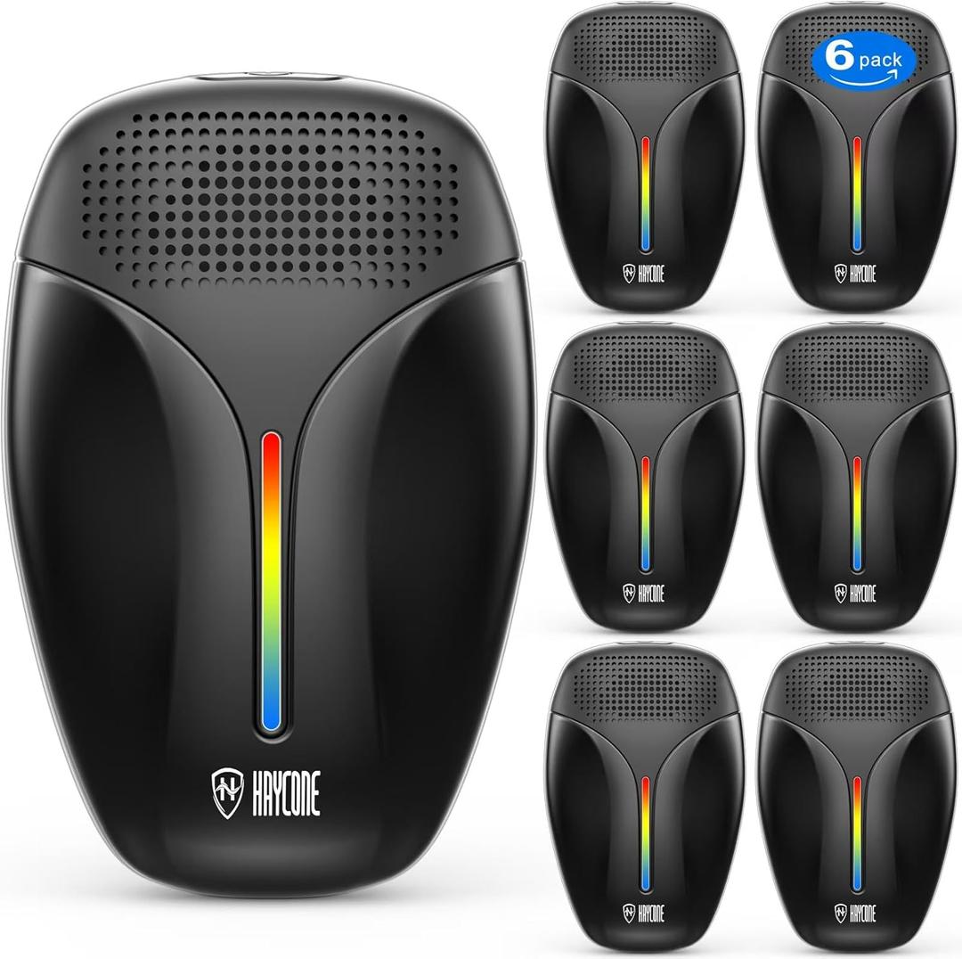 2025 Upgraded Ultrasonic Repeller & Insect Indoor Repeller,Ultrasonic and Repellent for Roach,Rodent,Mouse,Bugs,Mosquito,Mice,Spider,Ant,3 Mode Switching,6 Packs (Black)