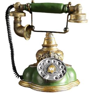 Amosfun Retro Rotary Dial Desk Telephone Resin Vintage Rotary Dial Landline Phones Home Office Decoration Supply