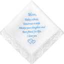 Wedding Handkerchiefs Something Blue for Bride, Mother Of The Bride Gifts Embroidered Lace Keepsake Bridal Hankies, Mother of Bride