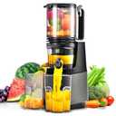 Cold Press Juicer,Slow Masticating Juicer Machines with 5.3" Large Feed Chute for Most Fruits and Vegetables,Easy to Clean Lemon Orange Juicer with 250W Motor and High Juice Yield,Deep Grey