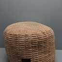 HIGOGOGO Pouf Ottoman Stuffed Round Modern Foam Filled Foot Rest Poufs for Living Room Chair Decorative 20 X 15 Inches Boho Relax Stool for Wedding Christmas Party, Brown