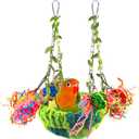 KATUMO Bird Nest, Conure Breeding Bed Parrotlet Snuggle Nest Lovebird Bed Bird Swing Bed for Small Birds, Size Small (5.5"L x 5.5"W x 3.0"Th, Green)