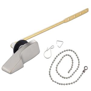 Hygie Rinse Universal Front Mount Metal Toilet Handle Replacement Kit Compatible with American Standard/Mansfield/Gerber/TOTO, Toilet Tank Flusher Lever with Bead Flapper Chain, Brushed Nickel