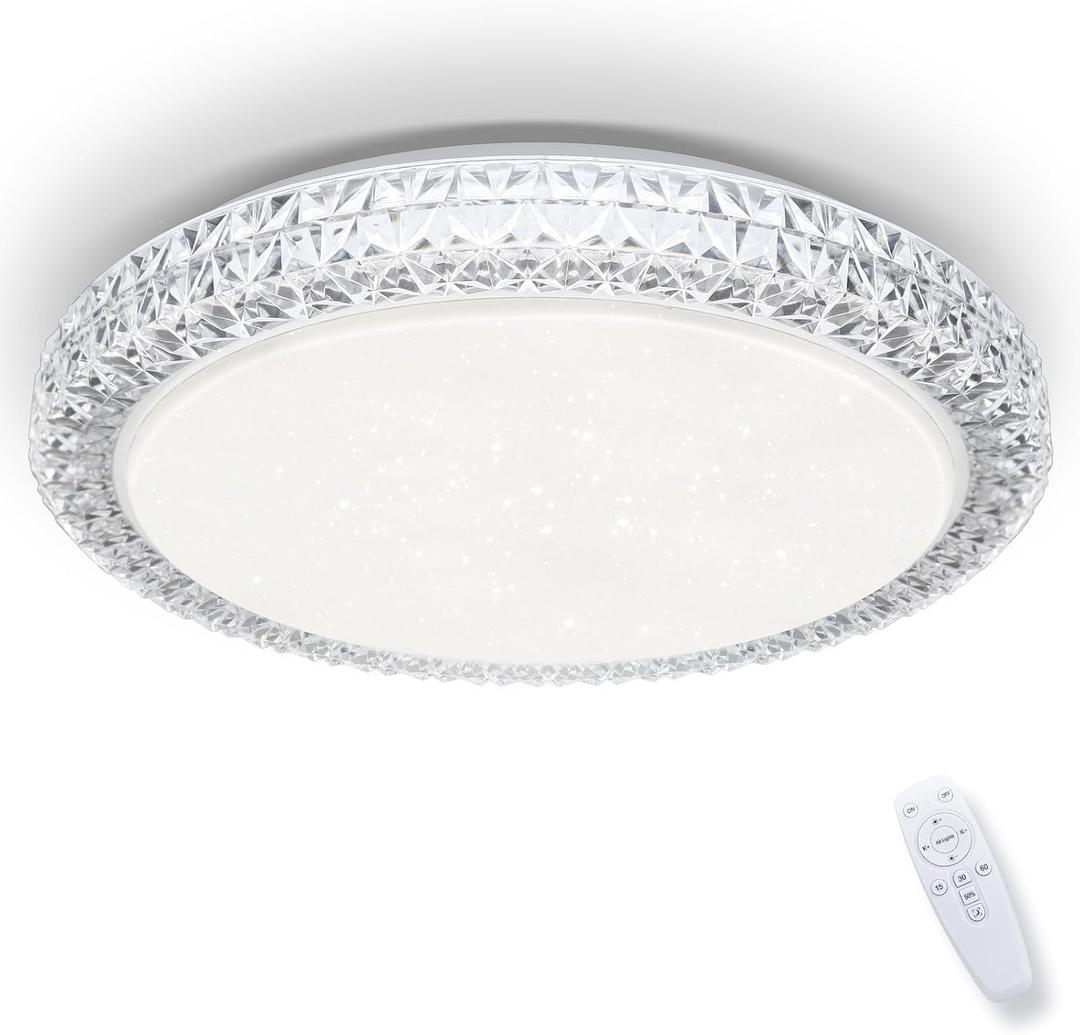 OOWOLF LED Ceiling Light, 40W 15.4 Inch Dimmable Ceiling Light Brightness Adjustable LED Fixture Lamp Modern Ceiling Lamp Close to Ceiling Lights for Bedroom Kitchen Living Room Lighting, 3000-6000K
