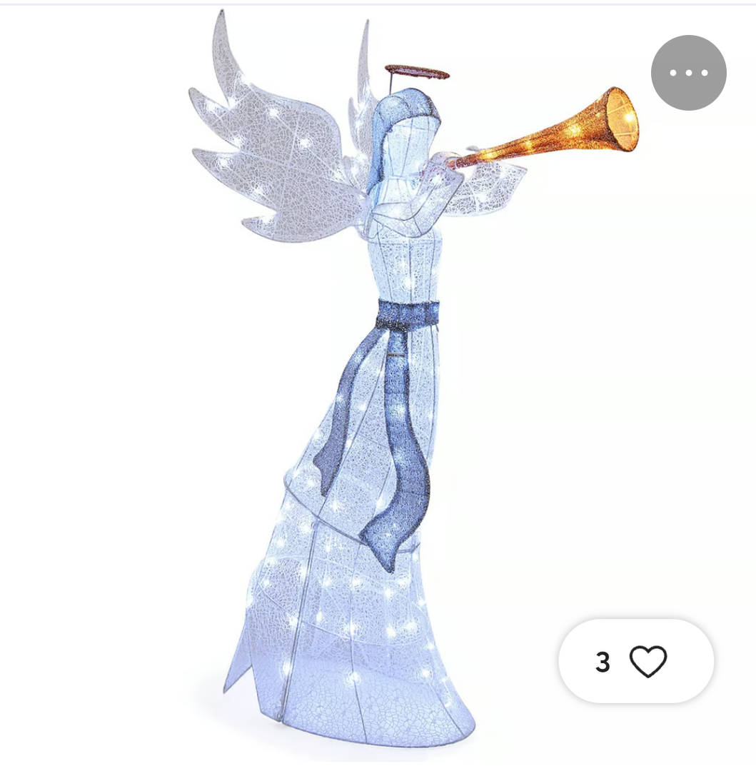 5 ft Christmas Angel Outdoor Pre-Lit Angel w/Trumpet Halo Wings & 100 LED Lights