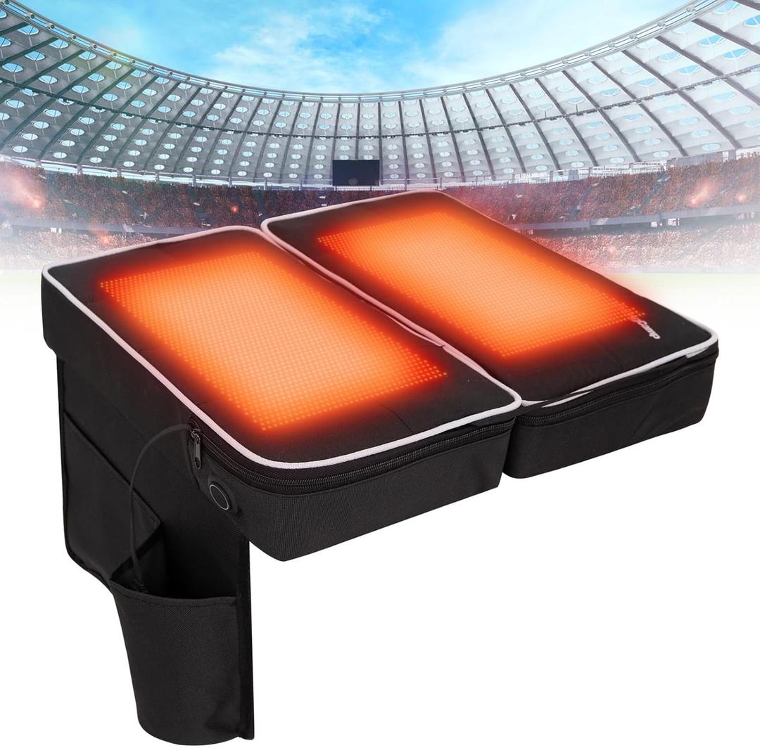 KingCamp Heated Stadium Seats for Bleachers, Portable Camping Seat Cushion Heavy Duty Oversized Comfy with Detachable Dual Nano Heating Pads & PE+PU