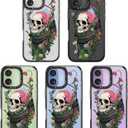 Bouvardia for iPhone 17 Case, Cute Girly Design for Women, Shockproof & Aesthetic, Halloween: Skull & Flowers