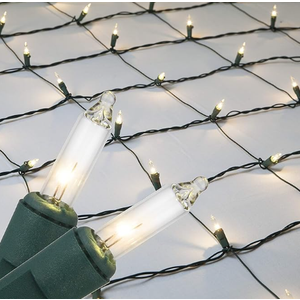 Clear Net Lights, Christmas Lights Outdoor Net, Outdoor Decorative Lights Christmas Net Lights on Green Wire (4’x 6’ net, 150 Lights, Clear)