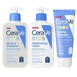 CeraVe Baby Bath Set, 8oz Wash & Shampoo + 8oz Moisturizing Lotion + 3oz Healing Ointment, Fragrance, Parabens, Phthalates, & Tear Free Baby Bath Essentials CeraVe Baby Bath Set, 8oz Wash & Shampoo + 8oz Moisturizing Lotion + 3oz Healing Ointment, Fragrance, Parabens, Phthalates, & Tear Free Baby Bath Essentials
