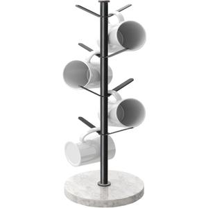 Gypie Marble Mug Holder Tree, 8 Hooks Coffee Cups Stand, New Upgraded Stable Mug Stand for Kitchen Counter Cabinet Cafe Black