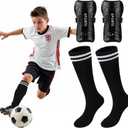 TAGVO Soccer Shin Guards and Socks for Toddler Kids Youth, Lightweight Soccer Shin Pads Protective Defender Gear for 3-5, 5-10, 10-15 Years Old Children Teen Boys Girls Sports Game (Small, Black)