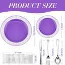 SiliFine 300 Pcs Purple Silver Plastic Dinnerware Set for 50 Guest Include 50 Lace Design Plate, 50 Knives, 50 Fork, 50 Spoon, 50 Napkin Buckle, Purple Disposable Dinner Plate for Wedding Party