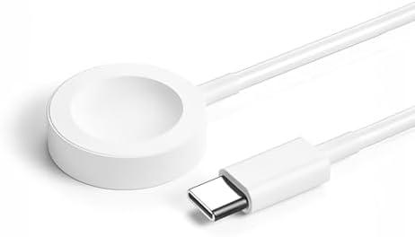 WalkerFit Upgraded Fast Magnetic Charger Competible for Smart Watch Series 10/9/8/7/6/5//4/3/2/1/SE/Ultra, Smartwatch Charger with Type-C Connector, 4ft/1.2m Durable White Cord (2.5Hrs Full Charge)