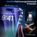 BAZO for iPhone 15 Pro Screen Protector - [Military Grade Shatterproof & 9H+ Hardness] Unbreakable Screen Protector 15 Pro Tempered Glass 9D Full Coverage Protection, [Auto-Dust Removal]Easy Installation, 2 Packs