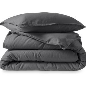 Bare Home Flannel Duvet Cover Set - Extra Long - 100% Cotton, Velvety Soft Heavyweight Premium Flannel, Double Brushed - Includes Sham Pillow Covers (Twin/Twin XL, Grey) (02 - Grey (No Comforter))