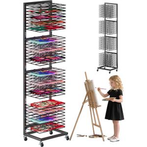 Art Drying Rack for Classroom - 36 Removable Shelves, Paint Drying Rack with Lockable Wheels, for Classroom, Art Studios and Schools