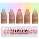 BTArtboxnails XCOATTIPS French Gel Nails - French Tip Press on Nails, Short Almond Nail Tips, Bright Pastel Soft Gel Nails False Nail, Soak Off Acrylic Fake Nails Art Extensions