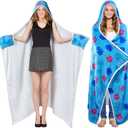 Hooded Towel Blue Cartoon Gifts 67 x 49 Inch Bath Towels Women Soft Plush Wrap Absorbent Warm Quick Drying Wrap for Beach Bath Swimming Pool Vacations