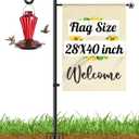 XDW-GIFTS Upgraded Garden Flag Holder Stand with Shepherd Hook for 28'' x 40'' Flags 60 In Heavy Duty Yard Flag Post Stake with 2 Spring Stoppers and 1 Clip for Outside (Without Solar Lights & Flag)