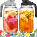 2 Pack Glass Pitchers with Lid, 64 oz Sun Tea Pitcher, Half Gallon Mason Jar Pitcher with Wide Mouth Airtight Lid for Ice Tea, Cold Brew Coffee, Fridge Water, Milk, Juices, Leak Proof Water Jug
